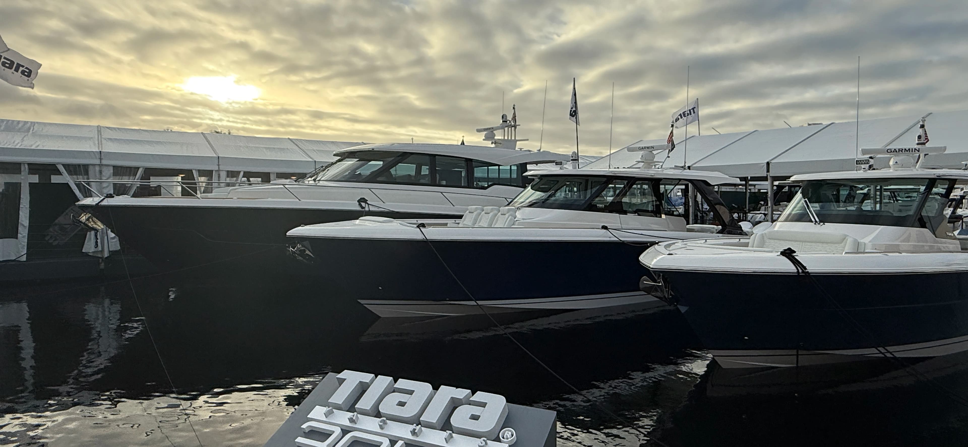 Tiara Yachts display at the Fort Lauderdale International Boat Show. Bahia Mar Yachting Center, C/D Dock